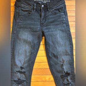 American Eagle Outfitters Black Ripped Denim Skinny Jeans